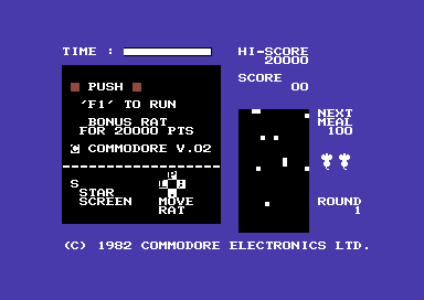 Radar Rat Race title screen for Commodore 64